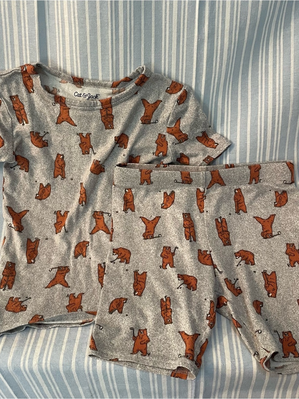 Cat & Jack Gray Pajama Set with Rust Bear Print